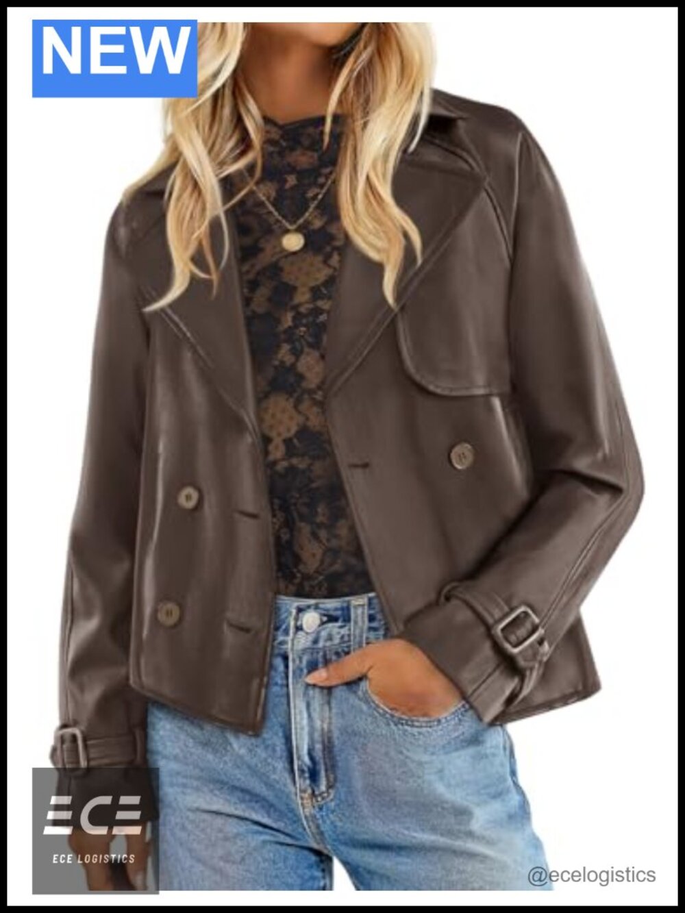 Faux Leather Moto Biker Jacket Button Down Oversized Bomber